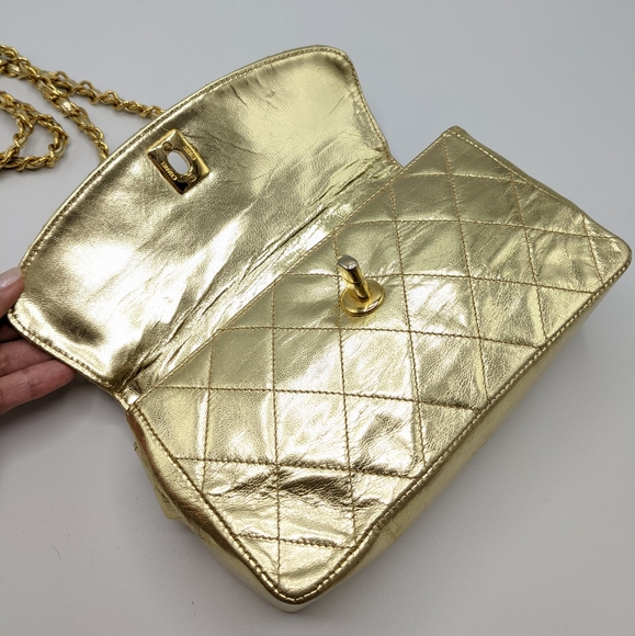 Chanel Metallic 24k Gold Chain Mini Flap Bag - Picture 10 of 14